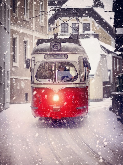 tram in de winter